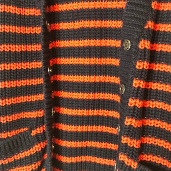 Tommy Hilfiger Orange and Navy Striped Sweater - Picture 3 of 4